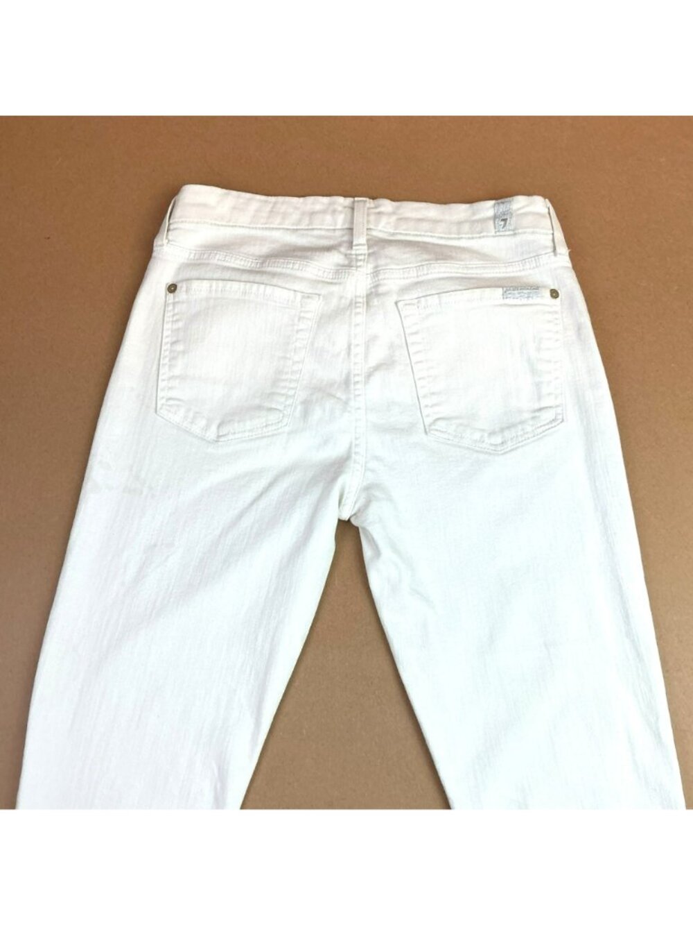 7 For All Mankind Cropped Skinny Jeans Womens 27 White 94% Cotton Stretch Denim - Picture 6 of 13